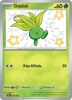 Carta Oddish de la expansión Destinos de Paldea, número 092/91