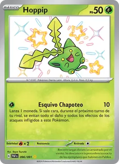 Carta Hoppip de la expansión Destinos de Paldea, número 096/91