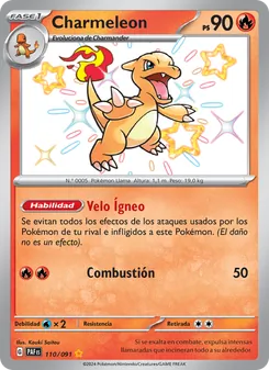 Carta Charmeleon de la expansión Destinos de Paldea, número 110/91