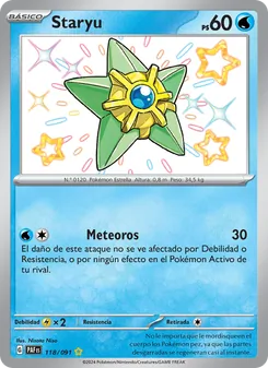 Carta Staryu de la expansión Destinos de Paldea, número 118/91