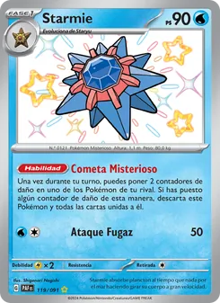 Carta Starmie de la expansión Destinos de Paldea, número 119/91