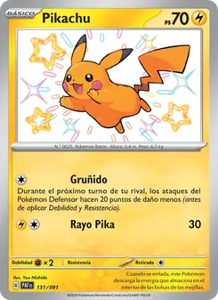 Carta Pikachu de la expansión Destinos de Paldea, número 131/91