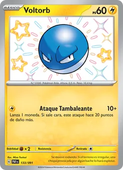Carta Voltorb de la expansión Destinos de Paldea, número 133/91