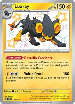 Carta Luxray de la expansión Destinos de Paldea, número 137/91
