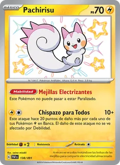 Carta Pachirisu de la expansión Destinos de Paldea, número 138/91