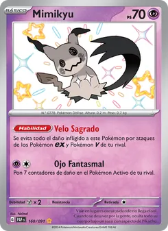 Carta Mimikyu de la expansión Destinos de Paldea, número 160/91