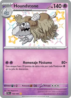 Carta Houndstone de la expansión Destinos de Paldea, número 168/91