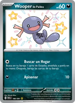 Carta Wooper de Paldea de la expansión Destinos de Paldea, número 180/91