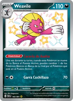 Carta Weavile de la expansión Destinos de Paldea, número 183/91