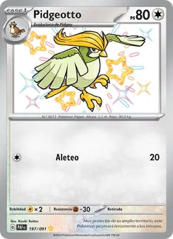 Carta Pidgeotto de la expansión Destinos de Paldea, número 197/91