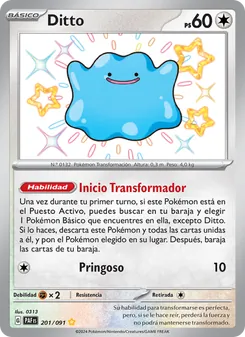Carta Ditto de la expansión Destinos de Paldea, número 201/91