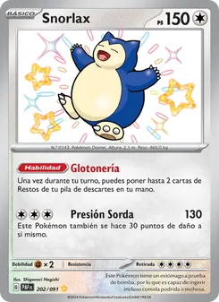 Carta Snorlax de la expansión Destinos de Paldea, número 202/91