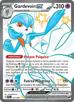 Carta Gardevoir ex de la expansión Destinos de Paldea, número 217/91
