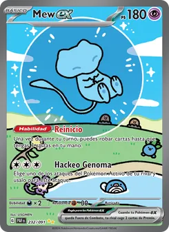 Carta Mew ex de la expansión Destinos de Paldea, número 232/91
