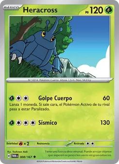 Carta Heracross de la expansión Mascarada Crepuscular, número 008/167