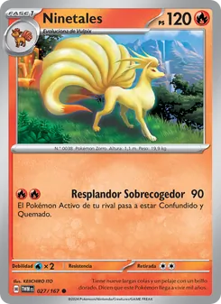 Carta Ninetales de la expansión Mascarada Crepuscular, número 027/167