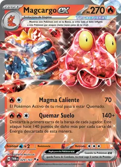 Carta Magcargo ex de la expansión Mascarada Crepuscular, número 029/167