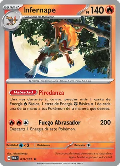 Carta Infernape de la expansión Mascarada Crepuscular, número 033/167