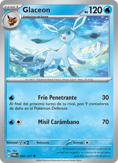 Carta Glaceon de la expansión Mascarada Crepuscular, número 054/167