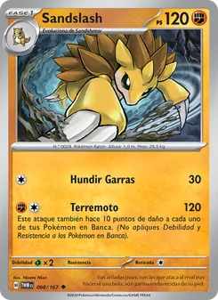 Carta Sandslash de la expansión Mascarada Crepuscular, número 098/167