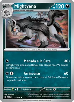 Carta Mightyena de la expansión Mascarada Crepuscular, número 114/167