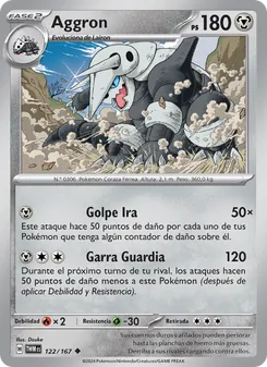 Carta Aggron de la expansión Mascarada Crepuscular, número 122/167