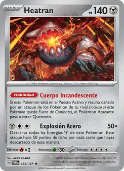 Carta Heatran de la expansión Mascarada Crepuscular, número 123/167