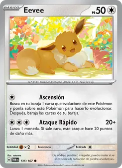 Carta Eevee de la expansión Mascarada Crepuscular, número 135/167