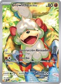 Carta Growlithe de Hisui de la expansión Mascarada Crepuscular, número 181/167