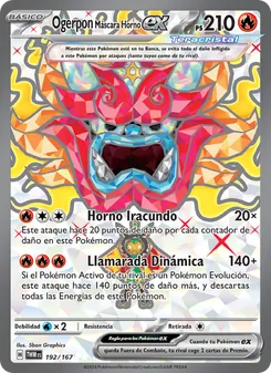 Carta Ogerpon Máscara Horno ex de la expansión Mascarada Crepuscular, número 192/167