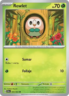 Carta Rowlet de la expansión Fabula Sombría, número 003/64