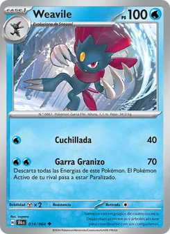 Carta Weavile de la expansión Fabula Sombría, número 014/64