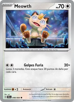 Carta Meowth de la expansión Fabula Sombría, número 048/64