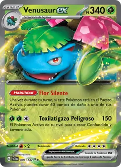 Carta Venusaur ex de la expansión Corona Astral, número 001/142