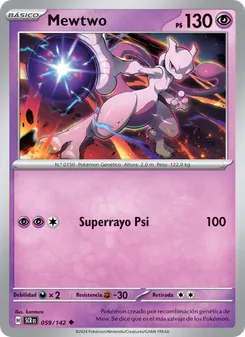 Carta Mewtwo de la expansión Corona Astral, número 059/142