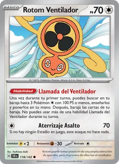 Carta Rotom Ventilador de la expansión Corona Astral, número 118/142