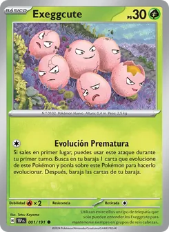 Carta Exeggcute de la expansión Chispas Fulgurantes, número 001/191