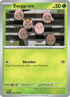 Carta Exeggcute de la expansión Chispas Fulgurantes, número 002/191