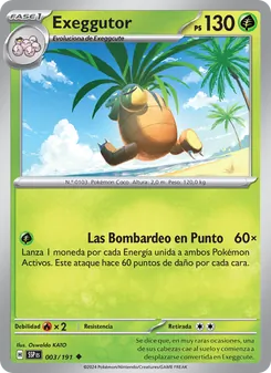 Carta Exeggutor de la expansión Chispas Fulgurantes, número 003/191