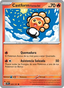 Carta Castform Forma Sol de la expansión Chispas Fulgurantes, número 020/191