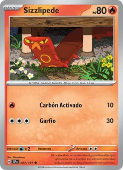 Carta Sizzlipede de la expansión Chispas Fulgurantes, número 027/191