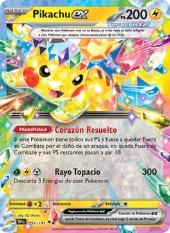 Carta Pikachu ex de la expansión Chispas Fulgurantes, número 057/191