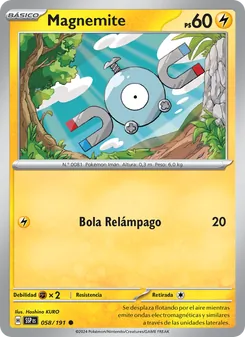 Carta Magnemite de la expansión Chispas Fulgurantes, número 058/191