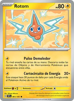 Carta Rotom de la expansión Chispas Fulgurantes, número 061/191