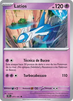Carta Latios de la expansión Chispas Fulgurantes, número 077/191