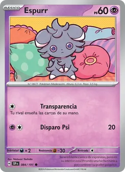 Carta Espurr de la expansión Chispas Fulgurantes, número 084/191