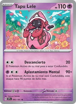 Carta Tapu Lele de la expansión Chispas Fulgurantes, número 092/191