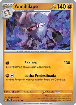 Carta Annihilape de la expansión Chispas Fulgurantes, número 100/191