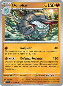 Carta Donphan de la expansión Chispas Fulgurantes, número 103/191
