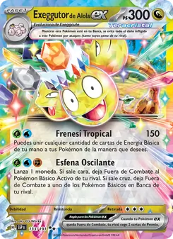 Carta Exeggutor de Alola ex de la expansión Chispas Fulgurantes, número 133/191